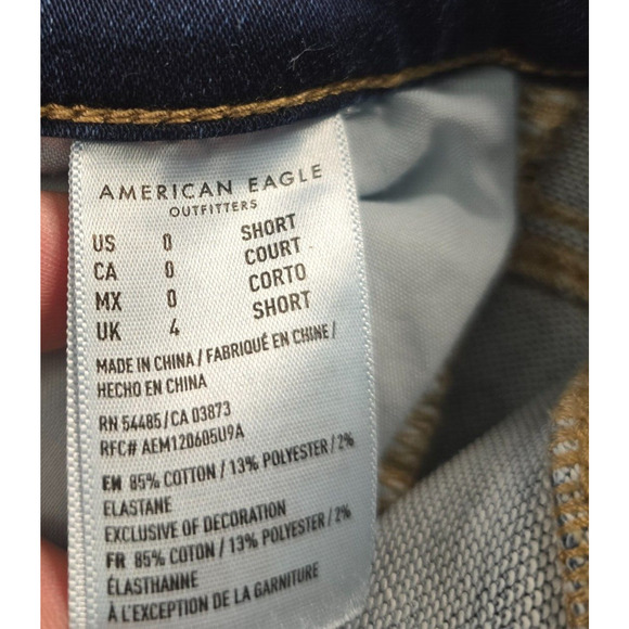American Eagle Jegging Women's 0 Short Blue Next Level Stretch Distressed - Picture 4 of 16